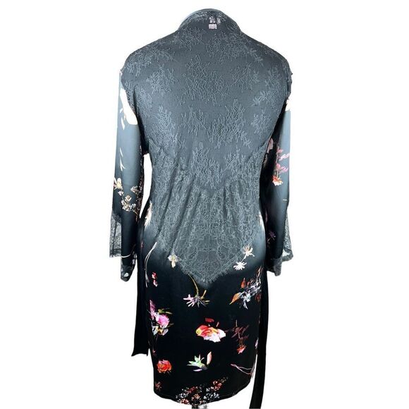 Victorias secrets VS floral black lace chantilly kimono robe M/L sexy - Picture 7 of 9